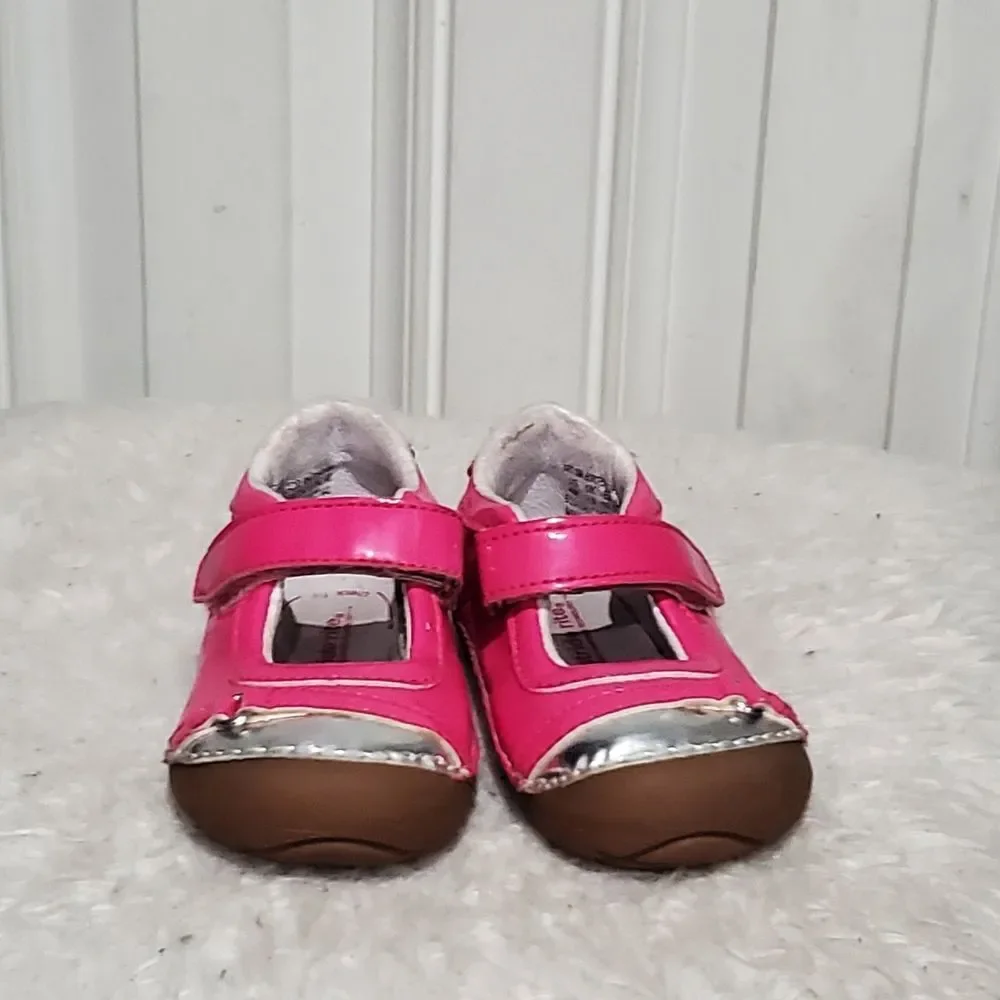 Baby Girl Stride Rite Shoes Size 4M Pink and Silver Baby Shoes Barely Used